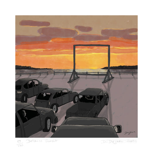 Drive-In Sunset Print by Daniel Dejean